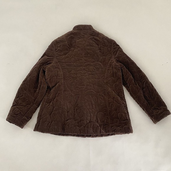 VTG Quilted Womens Quilted Velvet Jacket XL Chocolate Brown Lined Embroidered - Picture 9 of 12